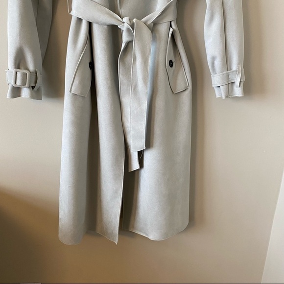 Zara-Faux Suede Trench Midi Length Coat - Picture 13 of 14